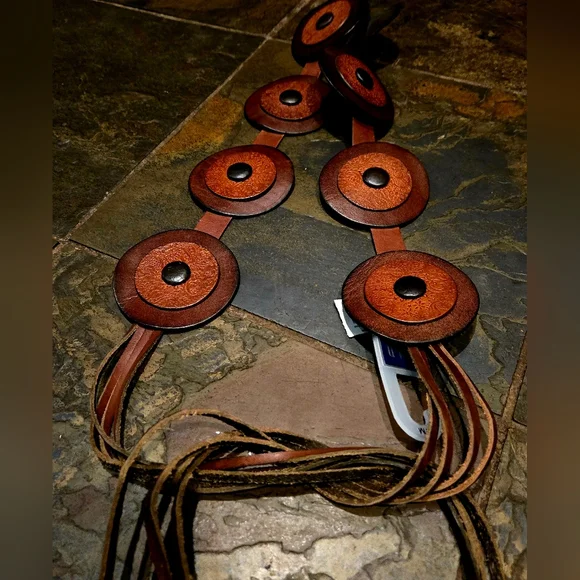 GAP Brown Circular Leather Belt - Picture 1 of 5